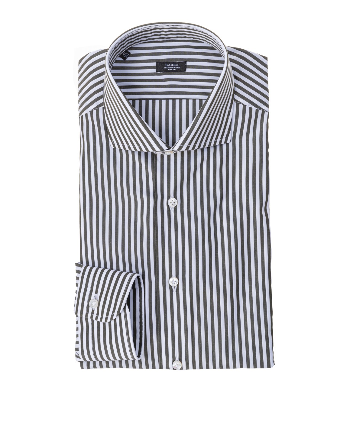 shop BARBA  Camicia: Barba camicia in cotone a righe verdi scure e bianche.
Bottoni in madre perla.
Slim fit.
Colletto alla francese.
Composizione: 100% cotone.
Fabbricato in Italia.. 30121-07 CENERE number 7995562